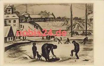 Zima na Rybnice Künstlerkarte Alois Moravec *ca.1930