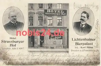Dresden Hotel Strassburger Hof Lichtenhainer Bierpalast  an der Frauenkirche o 12.1.1903