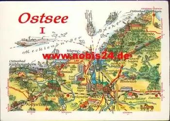 Rostock Landkartenansicht Künstlerkarte Alfred Hoppe o 8.8.1984