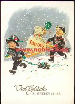 Schornsteinfeger mit Geldsack Neujahr o 30.1.1960