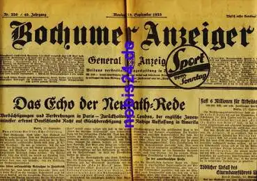 Bochumer Anzeiger 220 Jahrgang 1933