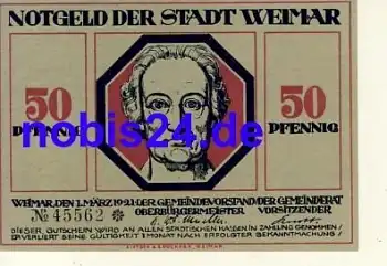 Weimar Notgeld 50 Pfennige Goethe um 1920