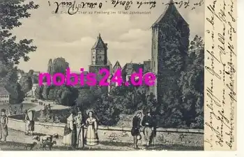 09599 Freiberg Erbische Thor Künstlerkarte *ca.1900