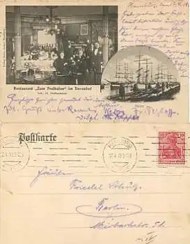 Hamburg Dovenhof Restaurant Freihafen o 17.4.1919