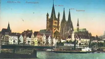 Köln mit Rheindampfern Zensurstempel Aachen-Stadt zu befördern P.K. o 5.6.1915