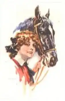 Frau mit Pferd Künstlerkarte USABA * ca. 1930