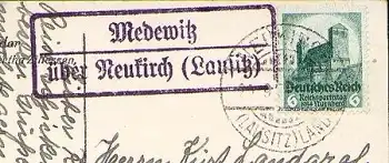 01904 Medewitz über Neukirch Posthilfsstellenstempel o 20.9.1934 auf AK Bautzen