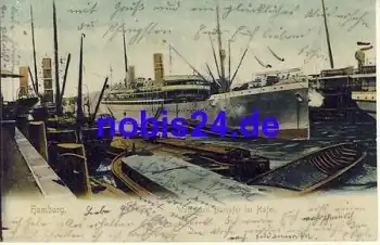 Wörmann Dampfschiff in Hamburg o 1904