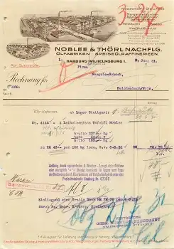Harburg Hamburg Wilhelmsburg Ölfabrik Noblee & Thörl Nachflg. Briefkopf mit Fabrikansicht 1931