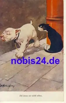 Hund und Katze Künstlerkarte o 1929