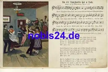 Mückenberger "Un dr Tanzbudn hot a Loch" Liedkarte *ca.1910