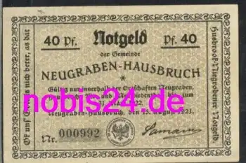 Neugraben Hamburg Hausbruch Notgeld 40 Pfennige um 1920