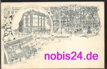 Sachsenhausen Frankfurt Main Gasthaus Lohhaus Litho *ca.1900