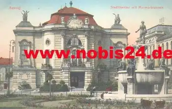 Aussig Theater mit Brunnen *ca. 1910