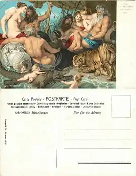 Tiger Krokodil Künstlerkarte Peter Paul Rubens *ca. 1910