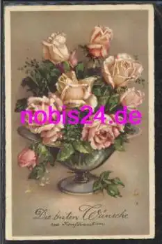Rosen in Vase Konfirmation  *ca.1935