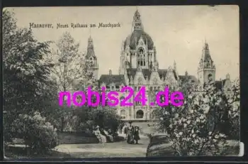 Hannover Maschpark mit Rathaus o 9.8.1912