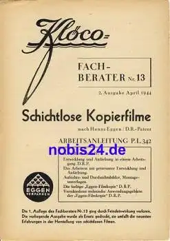 Schichtlose Kopierfilme Nr.13 Klöco 1944 Heft 6 Seiten