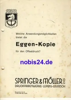 Welche Anwendungsmöglichkeiten bietet die Eggen Kopie für den Offsetdruck Nr.24 Springer & Möller Leipzig ca.1950 Heft 12 Seiten