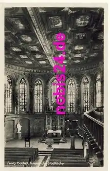 09322 Penig Stadtkirche Innenansicht *ca.1954