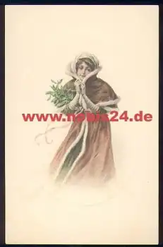 Frau im Mantel Künstlerkarte M.M. Vienne sig. M. Munk No. 438, *ca. 1920