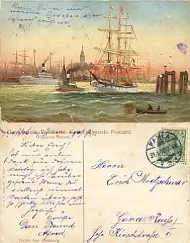 Segelschiff Künstlerkarte o 31.1.1910