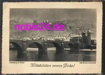 Heidelberg Winter Neckarbrücke o 31.12.1956