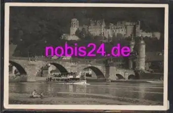 Heidelberg Schloss Brücke Dampfschiff o 8.7.1933