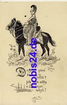 Tschechischer Kavallerist Künstlerkarte Ales Mikolas *ca.1930