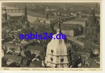 Dresden mit Hofkirche und Frauenkirche Luftaufnahme * 1950 Verlag Hahn-Foto10648