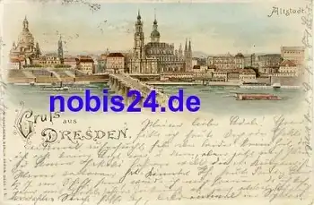 Dresden Litho Altstadtblick o 1898