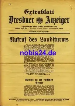 Dresden Extrablatt Dresdner Anzeiger 1914