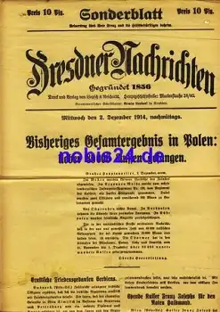 Dresden Sonderblatt Dresdner Nachrichten 1914