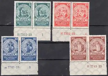 Michel 351-354 ** Nothilfe Unterrandpaare mit Hausauftragsnummern komplett
