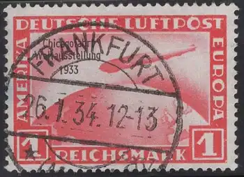 Michel 496 o Zeppelin Chicago-Fahrt 1 Reichsmark