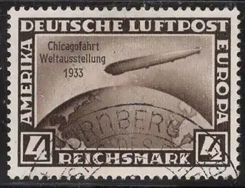 Michel 498 o Zeppelin Chicago-Fahrt 4 Reichsmark