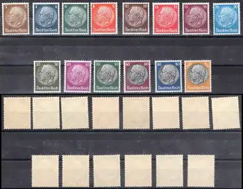 Michel 482-495 ** Freimarken 1933 "Reichpräsident Hindenburg" Wasserzeichen Waben Attest