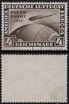 Michel 424Y ** Flugpostmarken Luftschiff 4 Reichsmark Befund Oechsner