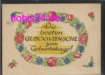 Blumen  Geburtstagskarte *ca.1950