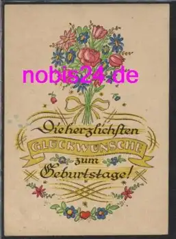 Blumenstrauß Glückwunsch zum Geburtstag *ca.1950