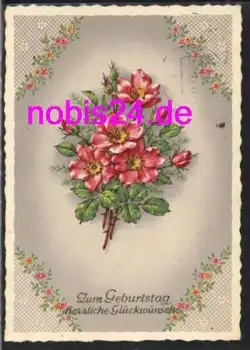 Rosen als Strauß Geburtstagskarte o 17.8.1962