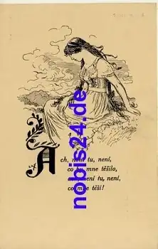 Mädchen Künstlerkarte Ales Mikolas *ca.1930