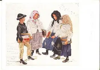 VDA  Kinder nach der Schule Aus einem siebenbürgischen Dorf Künstlerkarte W. Buhe o 31.5.1941