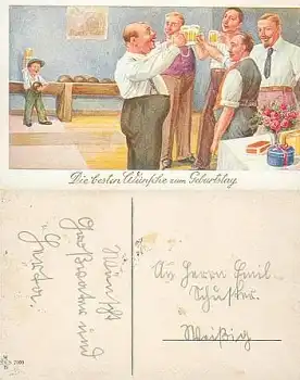 Kegelbrüder Geburtstagskarte * ca.1920