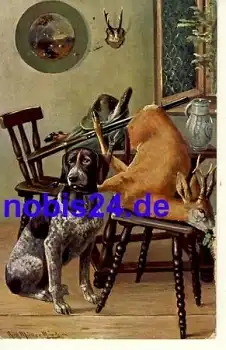 Jagdhund Künstlerkarte Müller o 1910