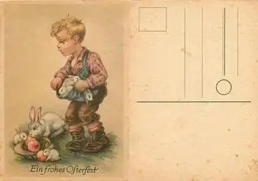 Ostern Kind mit Hasen *ca. 1950