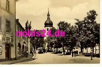 09526 Olbernhau Markt Kirche Bus Gasthof  *ca.1962