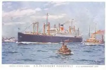 United States Lines S.S. President Roosevelt Künstlerkarte Willy Stöwer * ca. 1914