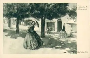 Carl Seop. Voss "kleinstadt Promenade" Künstlerkarte * ca. 1920