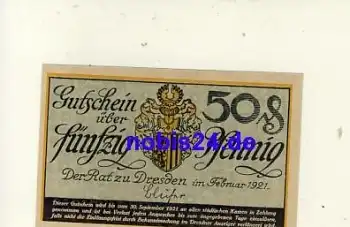 Dresden Notgeld 50 Pfennige 1921